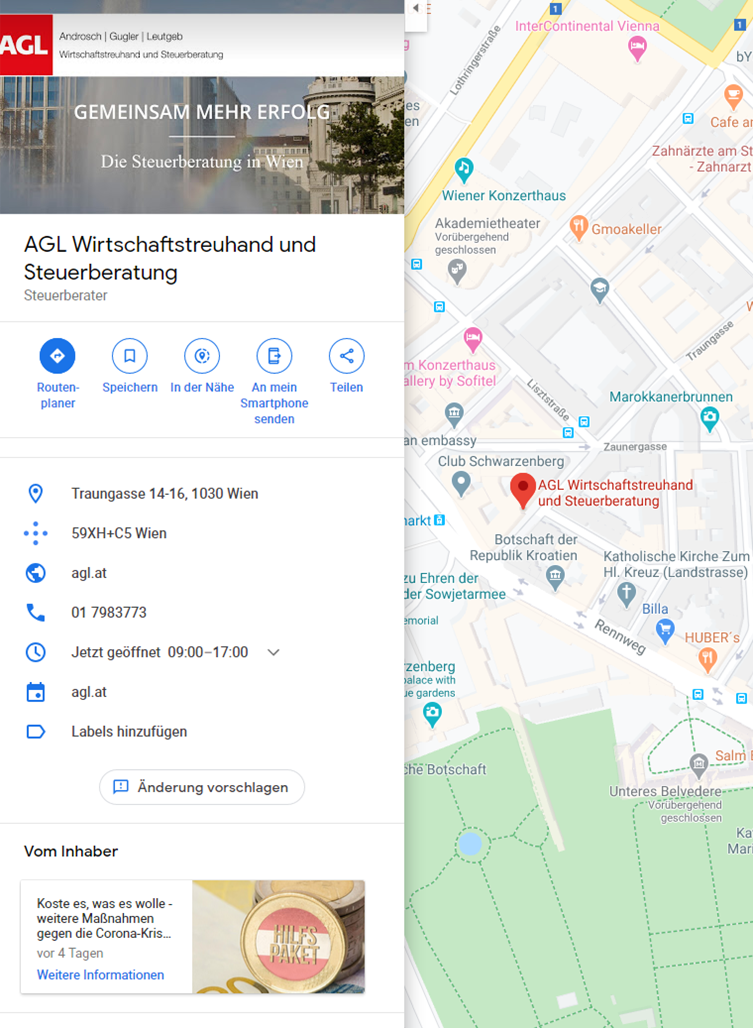 Google maps Businesseintrag Beispiel